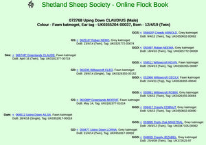 Shetland "Uping Down Claudius 072768" (UK0355204-00037) - Tank #2 - Semen Imported into USA